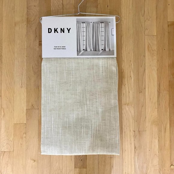 4 Panels DKNY Classic Linen 50 x 96 Beige Natural Tan Semi-Sheer Curtains